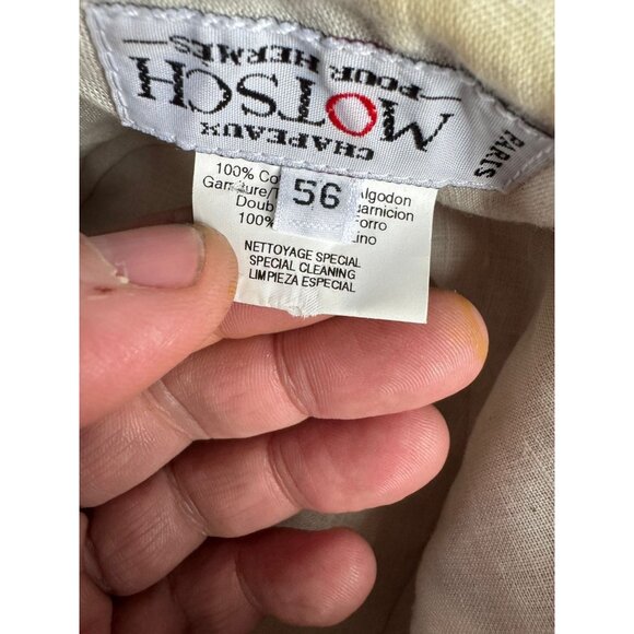 Chapeaux Motsch for Hermés Beige Burgundy Canvas Bucket Hat 56 - Picture 9 of 11